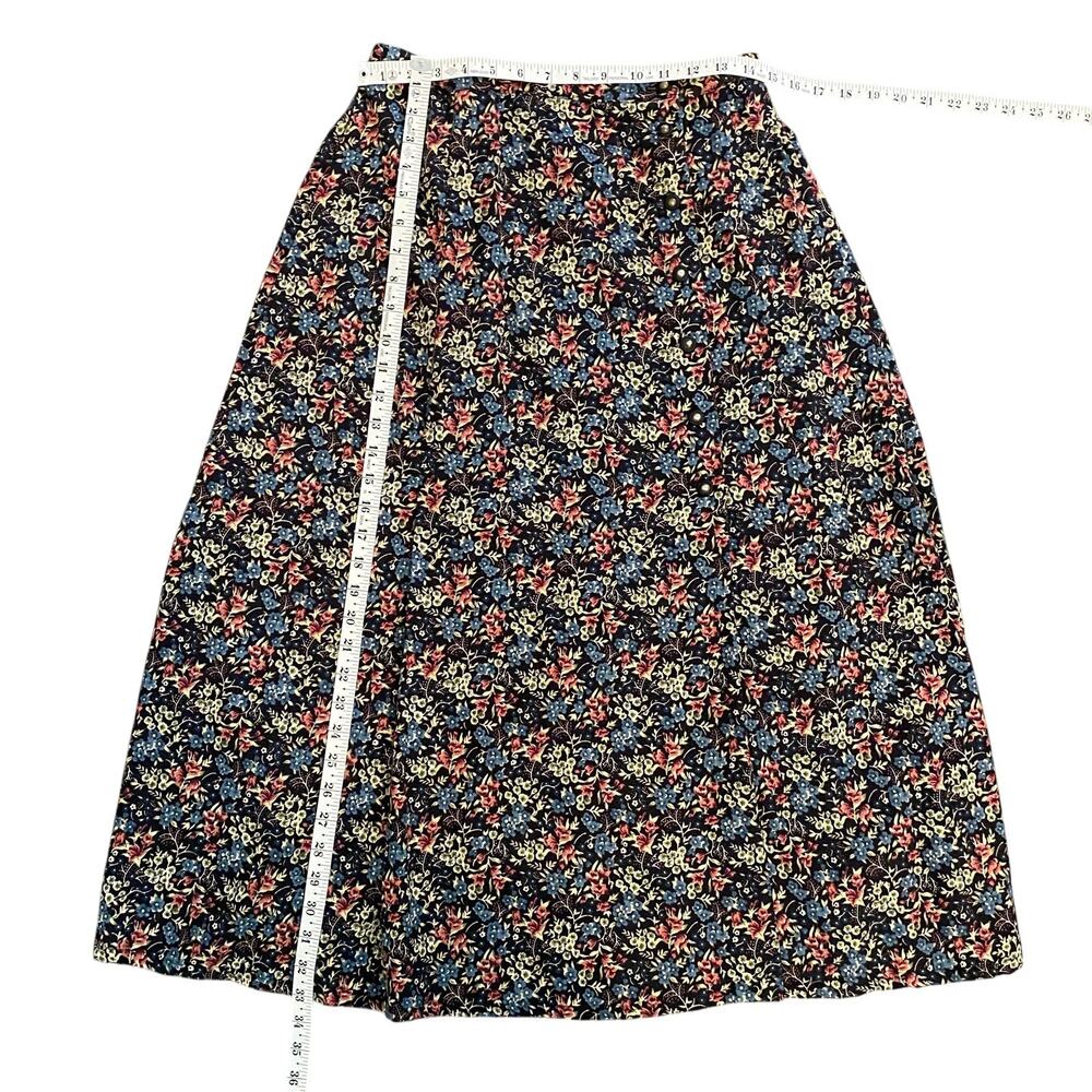 Vintage 80s 90s Floral 2pc Set Button Top & Midi Skirt Side Buttons - Picture 15 of 15